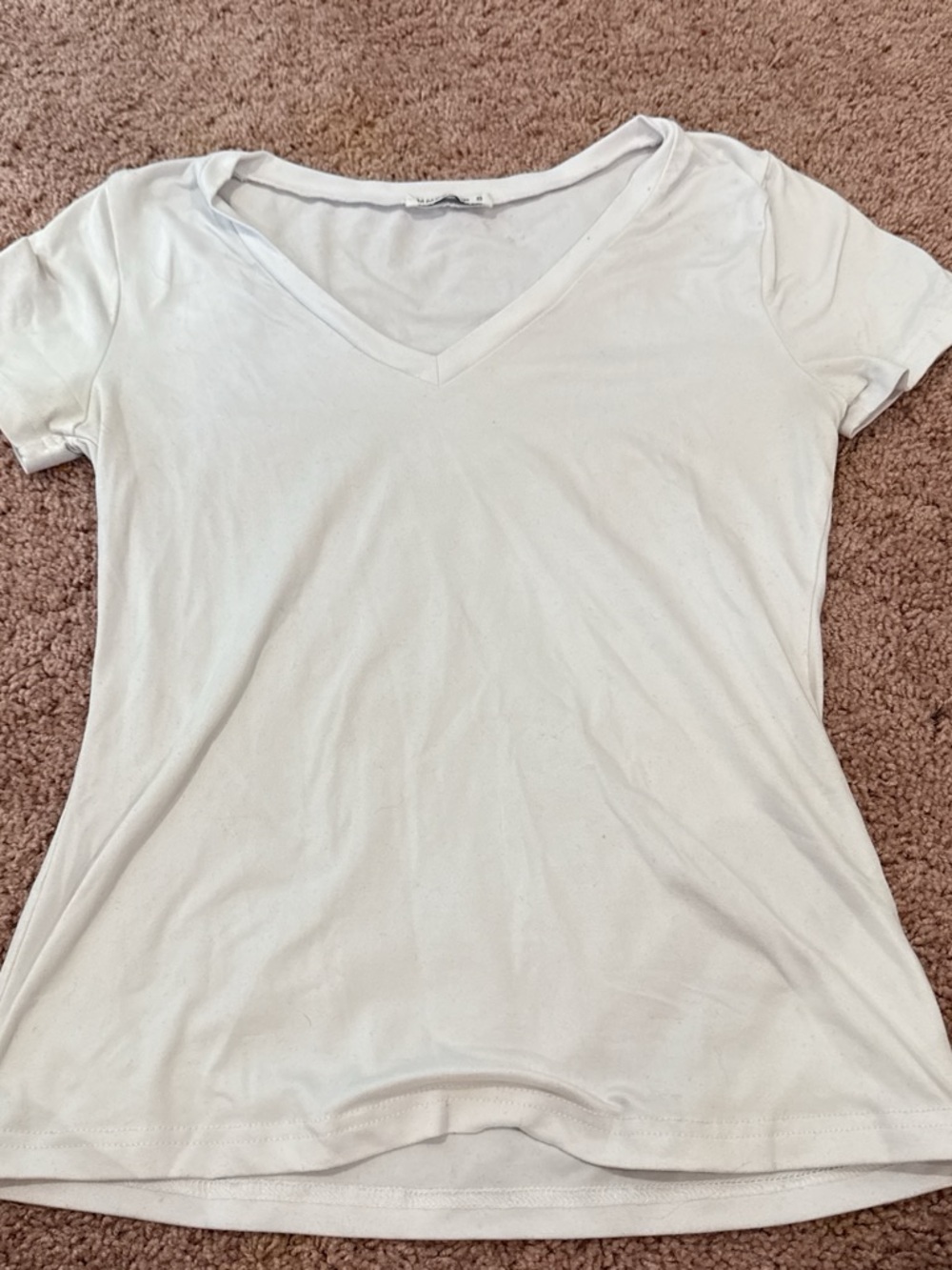 Mango Women's White V-Neck Short Sleeve Tee
